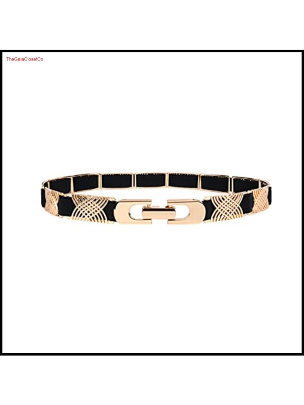 Gold Metal Elastic Stretch Dress Belt Adjustable Skinny Waist Cinch